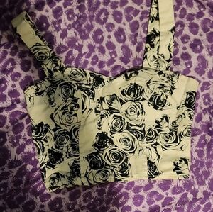 Black & White Rose Top
